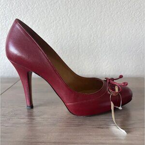 Bally Women's Red Leather High Heel Pumps Shoes Size 38.5